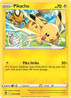 Pikachu 049/195 Silver Tempest Pokémon card
