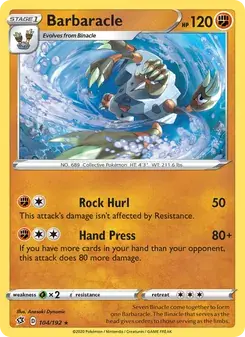 Barbaracle 104/192 Rebel Clash Pokémon card