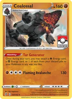 Coalossal 107/192 Rebel Clash Pokémon card