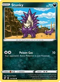 Stunky 114/192 Rebel Clash Pokémon card