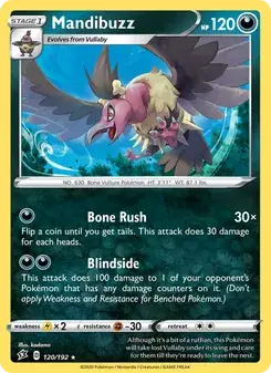 Mandibuzz 120/192 Rebel Clash Pokémon card