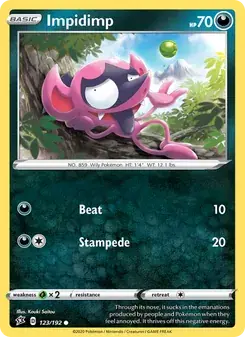 Impidimp 123/192 Rebel Clash Pokémon card