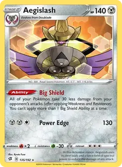 Aegislash 135/192 Rebel Clash Pokémon card