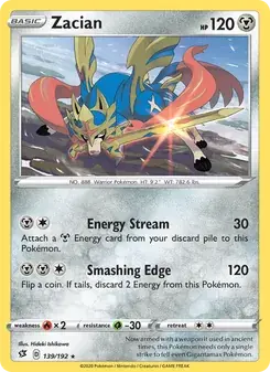 Zacian 139/192 Rebel Clash Pokémon card