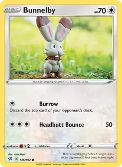 Bunnelby 146/192 Rebel Clash Pokémon card