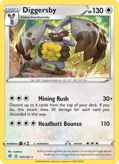 Diggersby 147/192 Rebel Clash Pokémon card