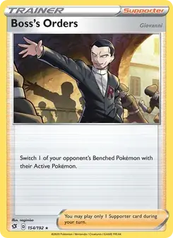 Boss's Orders (Giovanni) 154/192 Rebel Clash Pokémon card