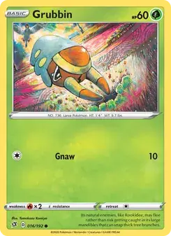 Grubbin 16/192 Rebel Clash Pokémon card