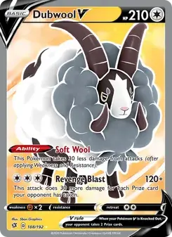 Dubwool V 188/192 Rebel Clash Pokémon card