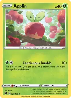 Applin 20/192 Rebel Clash Pokémon card