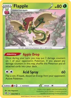 Flapple 22/192 Rebel Clash Pokémon card