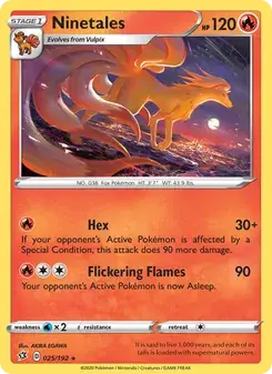 Ninetales 25/192 Rebel Clash Pokémon card