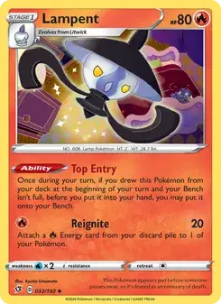 Lampent 32/192 Rebel Clash Pokémon card