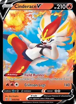 Cinderace V 35/192 Rebel Clash Pokémon card