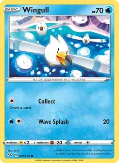Wingull 41/192 Rebel Clash Pokémon card