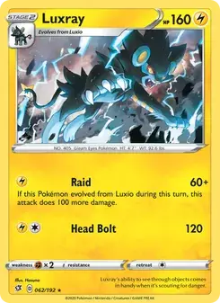 Luxray 62/192 Rebel Clash Pokémon card