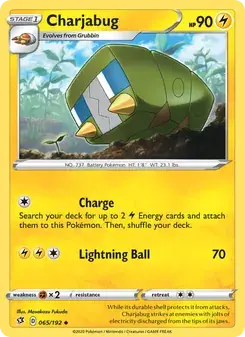 Charjabug 65/192 Rebel Clash Pokémon card