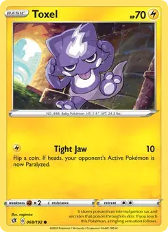Toxel 68/192 Rebel Clash Pokémon card