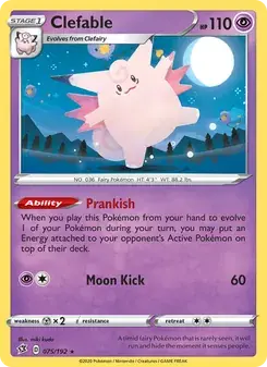 Clefable 75/192 Rebel Clash Pokémon card