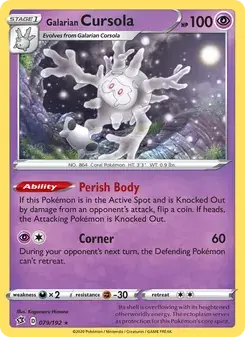Galarian Cursola 79/192 Rebel Clash Pokémon card