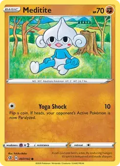 Meditite 97/192 Rebel Clash Pokémon card