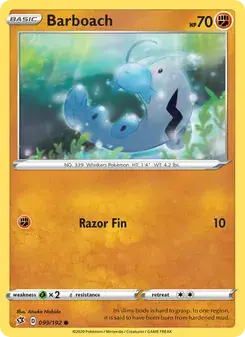 Barboach 99/192 Rebel Clash Pokémon card