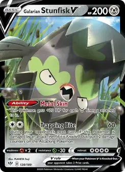 Galarian Stunfisk V 128/189 Darkness Ablaze Pokémon card