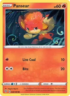 Pansear 26/189 Darkness Ablaze Pokémon card