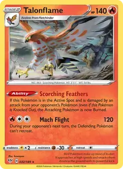 Talonflame 32/189 Darkness Ablaze Pokémon card