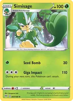 Simisage 7/189 Darkness Ablaze Pokémon card