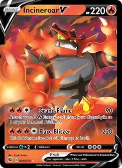 Incineroar V 8/73 Champion's Path Pokémon card