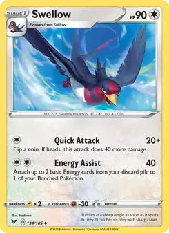 Swellow 134/185 Vivid Voltage Pokémon card