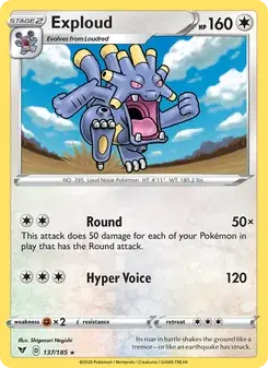 Exploud 137/185 Vivid Voltage Pokémon card