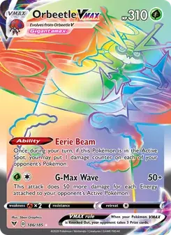 Orbeetle VMAX 186/185 Vivid Voltage Pokémon card