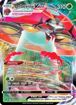 Orbeetle VMAX 21/185 Vivid Voltage Pokémon card
