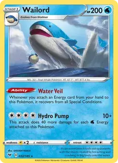 Wailord 32/185 Vivid Voltage Pokémon card