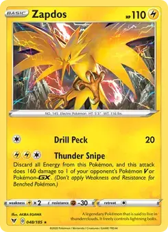 Zapdos 48/185 Vivid Voltage Pokémon card