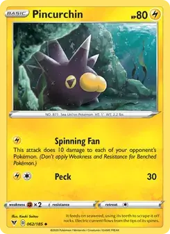 Pincurchin 62/185 Vivid Voltage Pokémon card