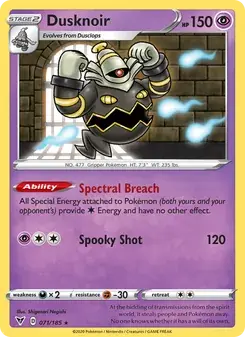 Dusknoir 71/185 Vivid Voltage Pokémon card