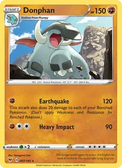 Donphan 87/185 Vivid Voltage Pokémon card