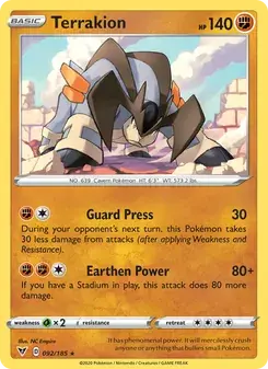 Terrakion 92/185 Vivid Voltage Pokémon card