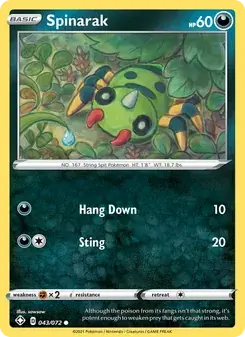 Spinarak 43/72 Shining Fates Pokémon card