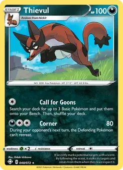 Thievul 48/72 Shining Fates Pokémon card