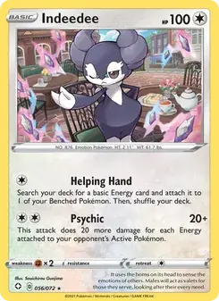 Indeedee 56/72 Shining Fates Pokémon card