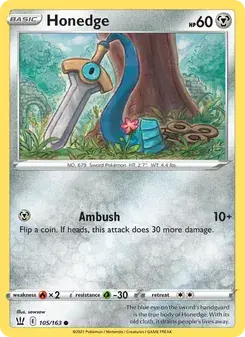 Honedge 105/163 Battle Styles Pokémon card