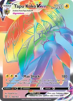 Tapu Koko VMAX 166/163 Battle Styles Pokémon card