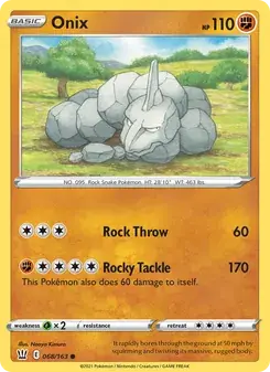 Onix 68/163 Battle Styles Pokémon card