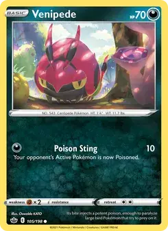 Venipede 105/198 Chilling Reign Pokémon card