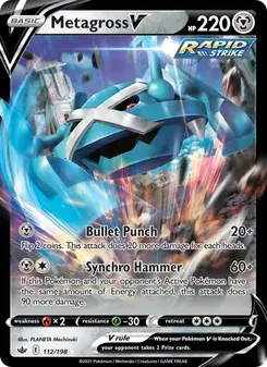 Metagross V 112/198 Chilling Reign Pokémon card