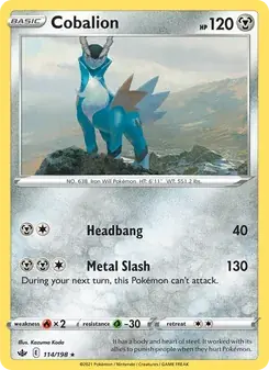 Cobalion 114/198 Chilling Reign Pokémon card